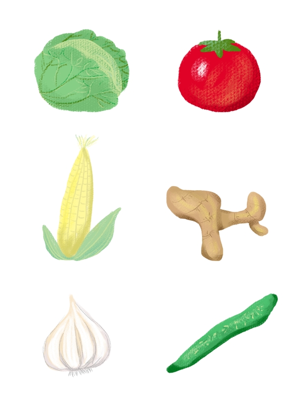 手绘可爱蔬菜卡通简单写实元素