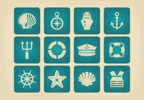 古董风格航海图标收藏