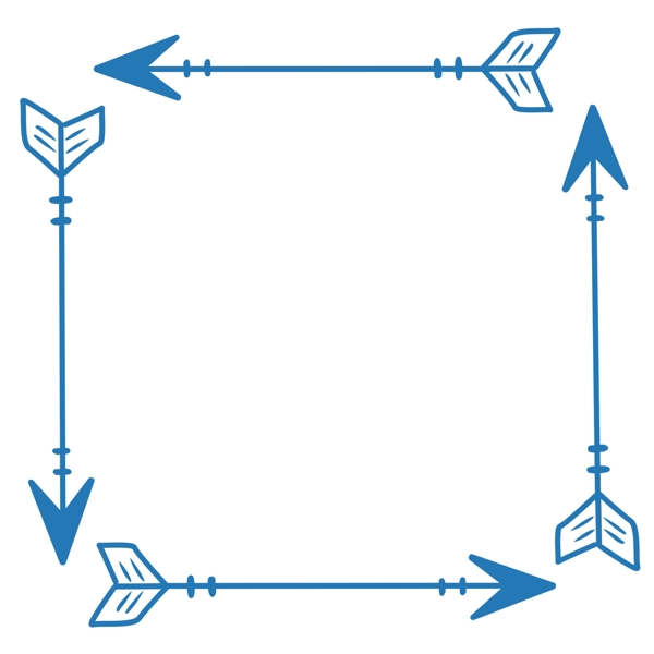 简约蓝色箭头线条边框元素