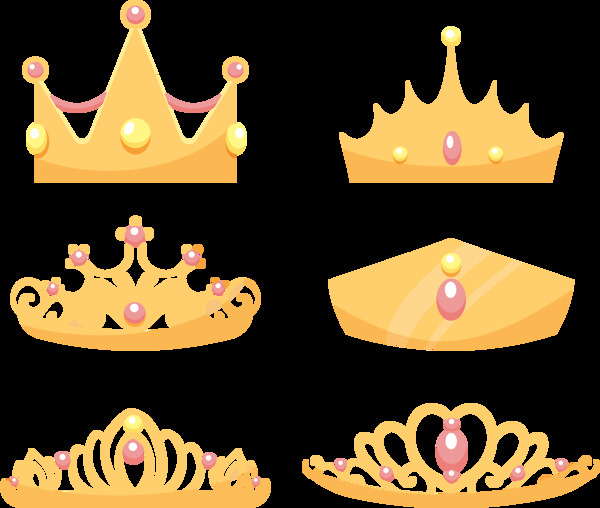 粉钻金色皇冠图标免抠png透明图层素材