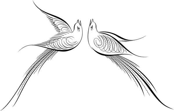 印花矢量图动物小鸟艺术风格线描免费素材