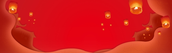 红色孔明灯春节舞台背景素材