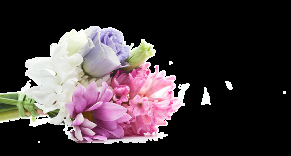 雅致清新深粉色花朵花束实物元素