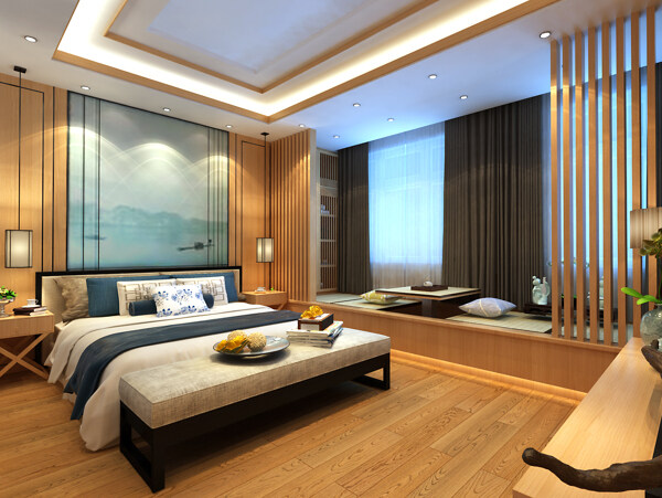 新中式卧室家装效果图