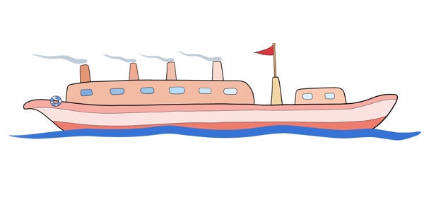 粉色轮船分割线插画