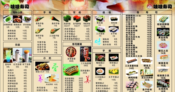 寿司菜单价目表套餐展板