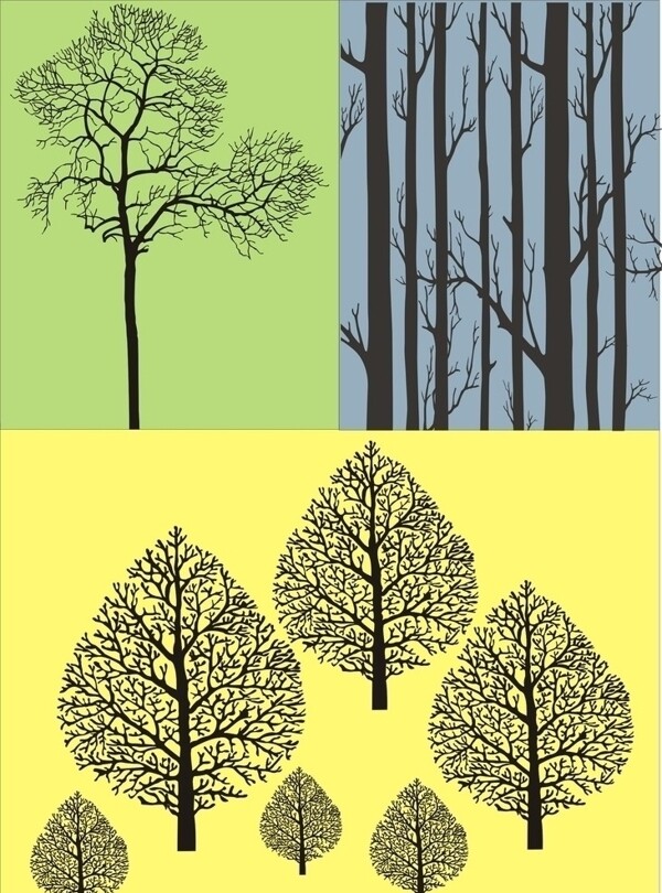 三款树木剪影图片