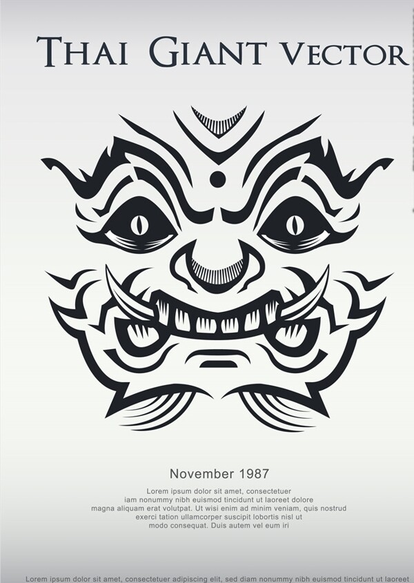 创意日式神话脸谱图案印花插画
