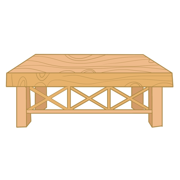 手绘木制品桌子插画
