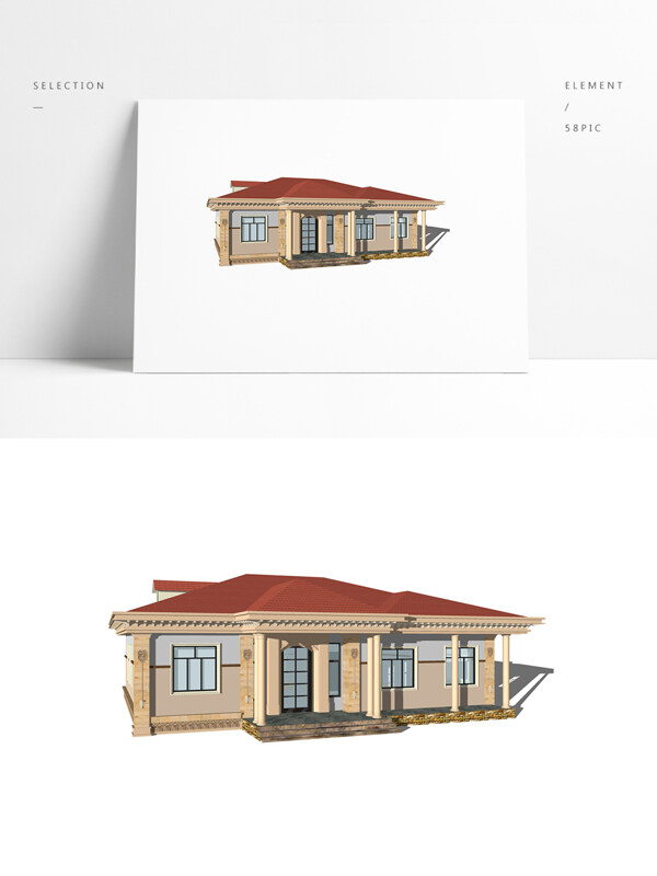 单层欧式小别墅模型