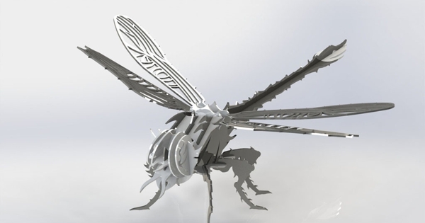 蜻蜓3D拼图模型切割图纸