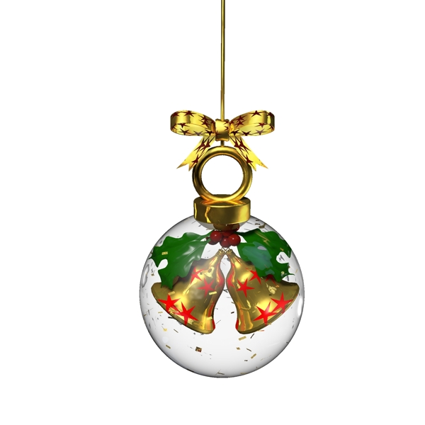 金色圣诞元素水晶玻璃球挂件之铃铛