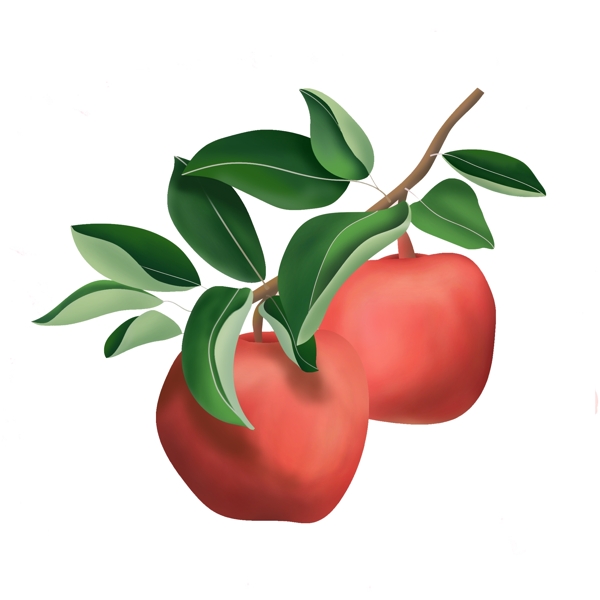 卡通红苹果水果png元素