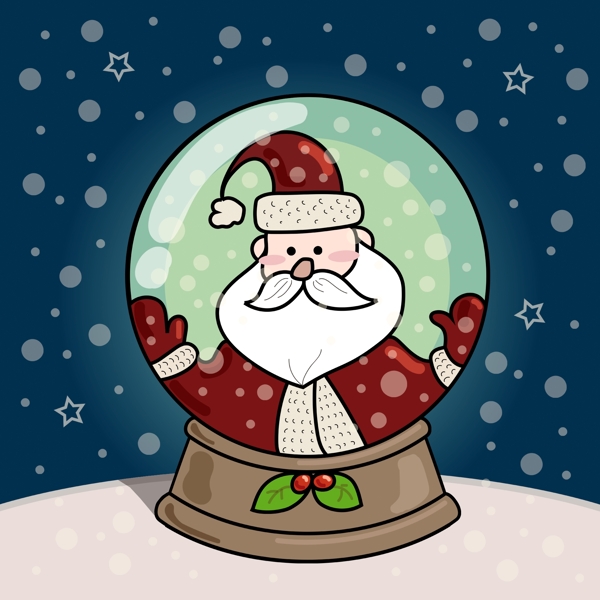 卡通手绘圣诞冬日圣诞老人雪花背景