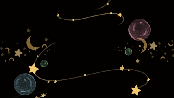 金色星星月亮彩色气球卡通背景