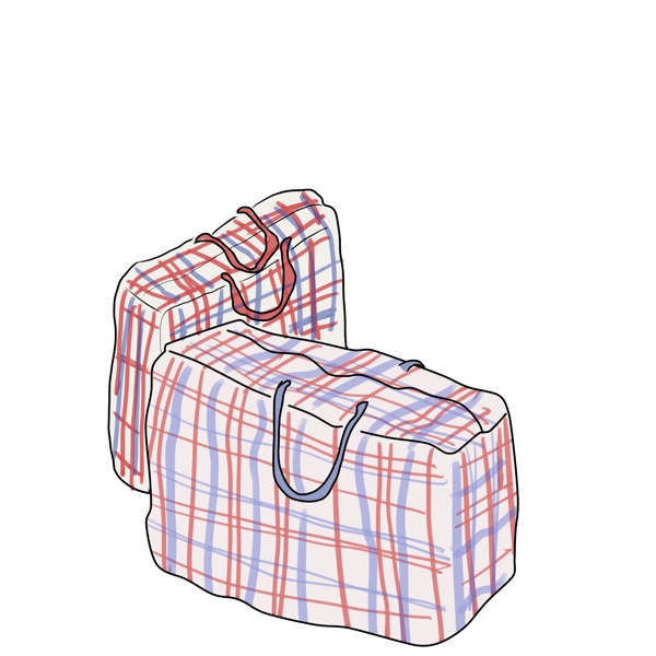 红色的行李袋手绘插画