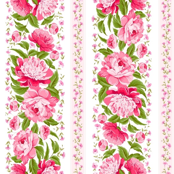粉色牡丹花与花边矢量素材