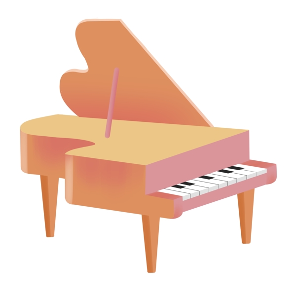 一架橘色钢琴插图