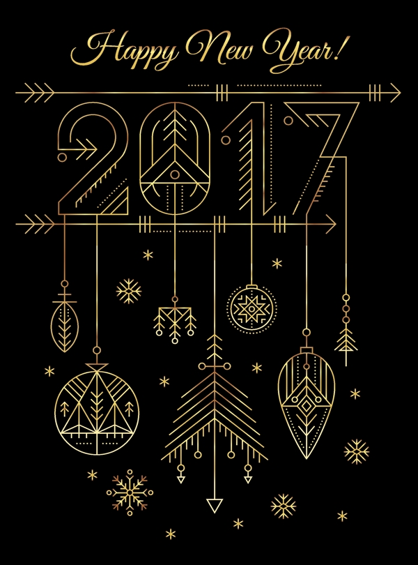 2017圣诞节新年线条设计素材文件