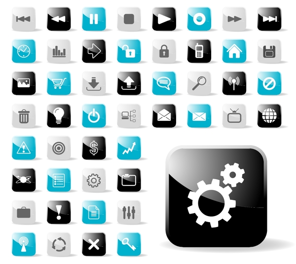 web2.0网页设计方形与圆形图标矢量素材