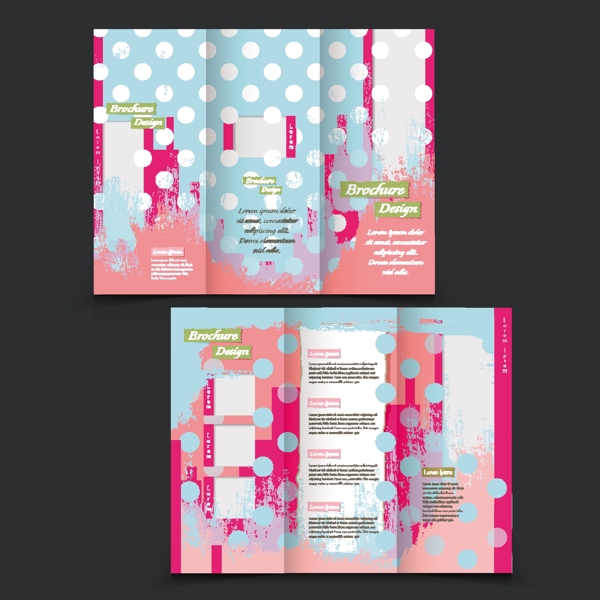 粉色少女系折页手册模板设计矢量素材