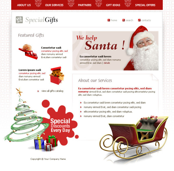 特别圣诞礼物网页psd模板