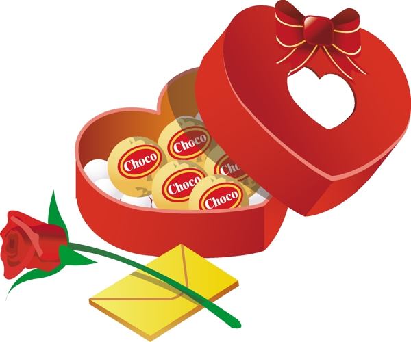 巧克力玫瑰和爱的邮件