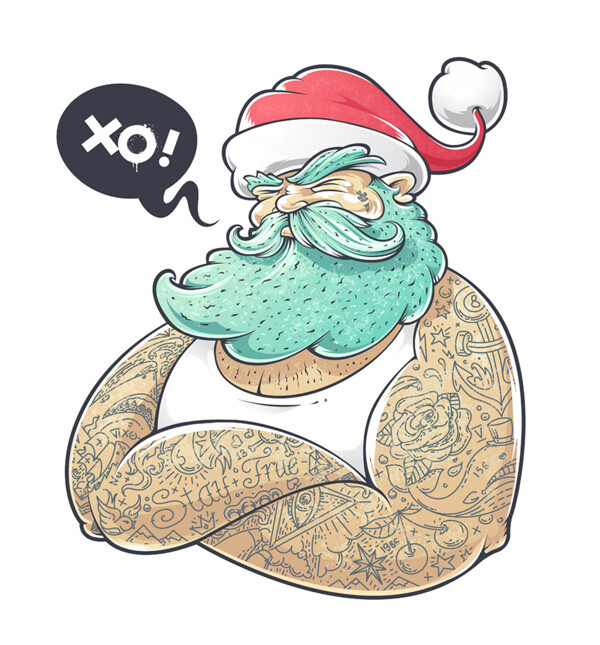 纹身的圣诞老人图片