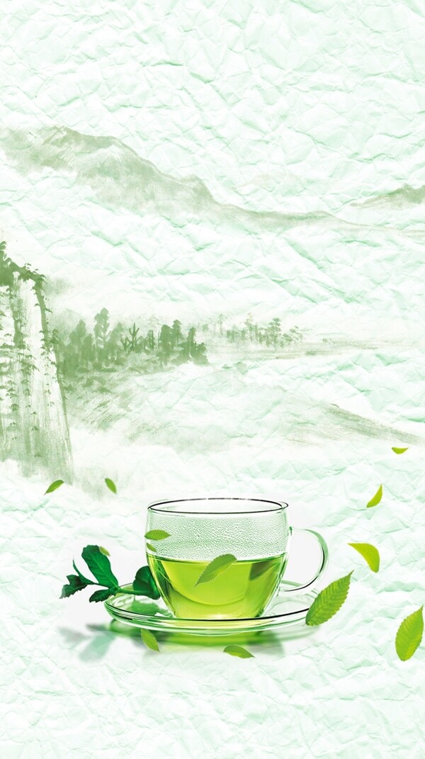 绿色清新茶叶文化海报背景设计