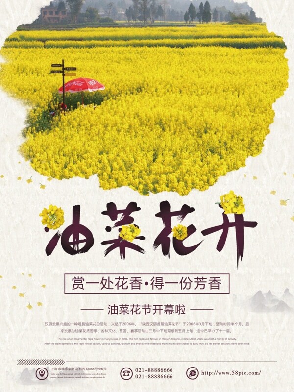 中国风油菜花开赏花节海报