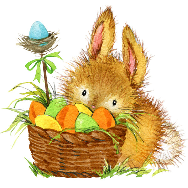可爱的卡通兔子与彩蛋