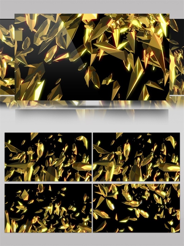 金色立体碎片飞扬视频素材