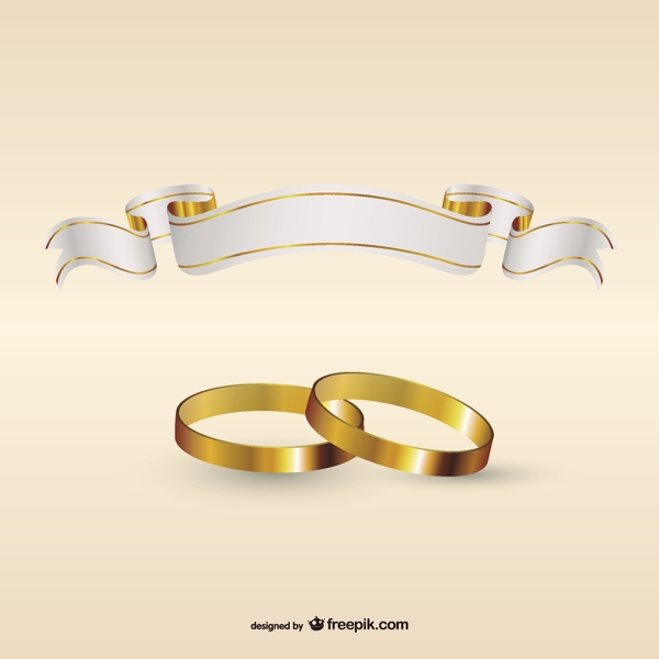 结婚戒指和丝带标志