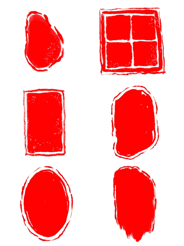 中国风红色古代印章边框元素
