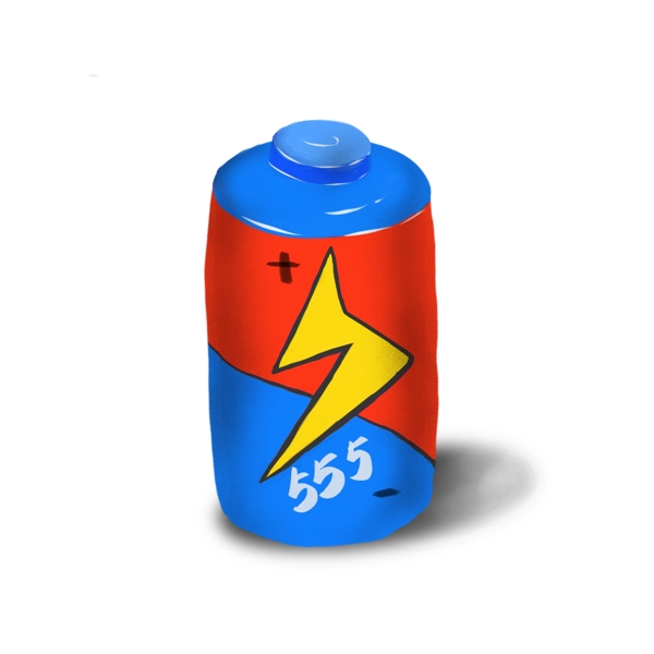 卡通可爱闪电电池555正负极电池素材