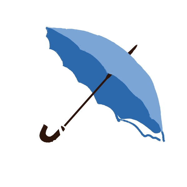 卡通手绘撑开的蓝色伞