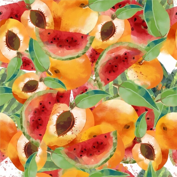 西瓜桃子装饰图案