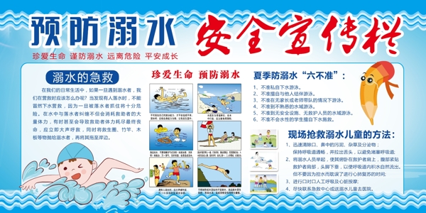 预防溺水夏季安全宣传公益展板