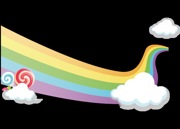 卡通彩虹云朵png元素