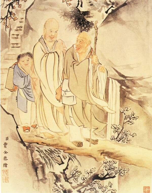 小桥流水人家古代人物民间人物人物壁画中国文化人物画像中国风中华艺术绘画