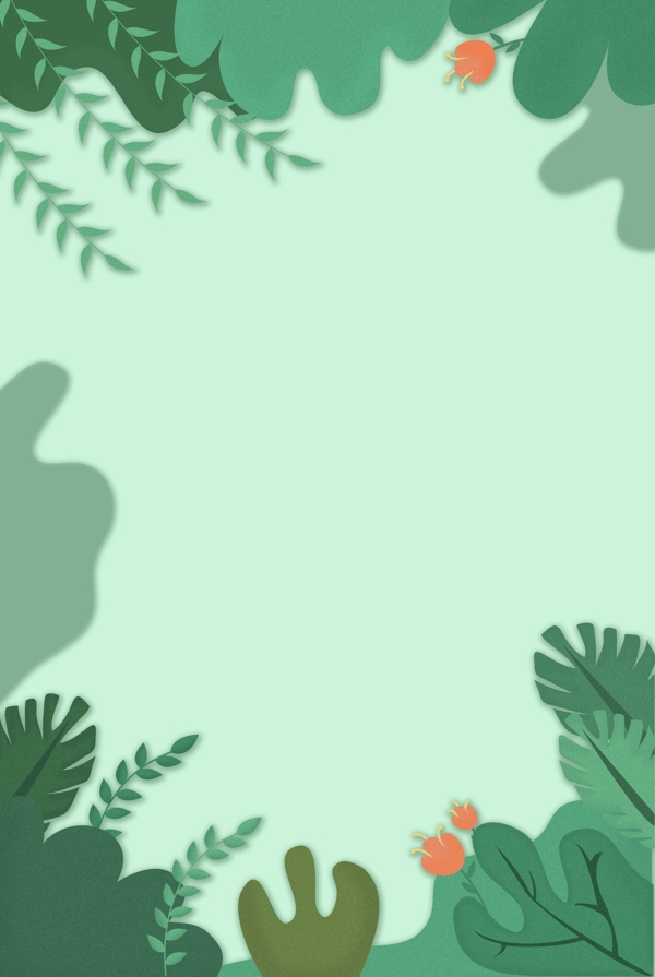 绿色植物树叶边框背景
