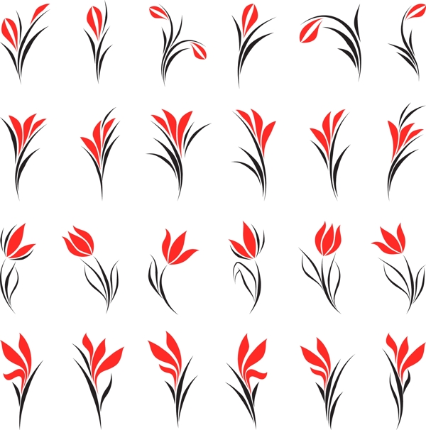 红灰两色二色矢量图简约花朵图标