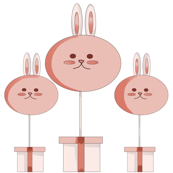 小兔子气球礼物插画