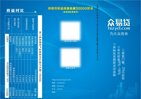 金融三折页