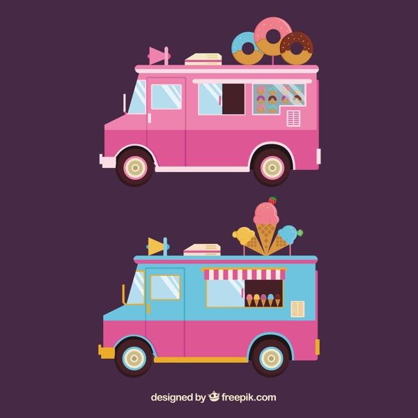 甜甜圈和冰淇淋卡车