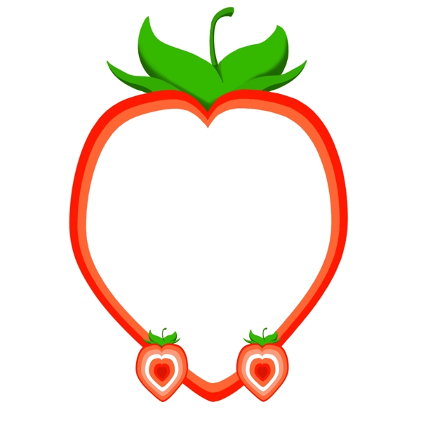红色的草莓边框插画