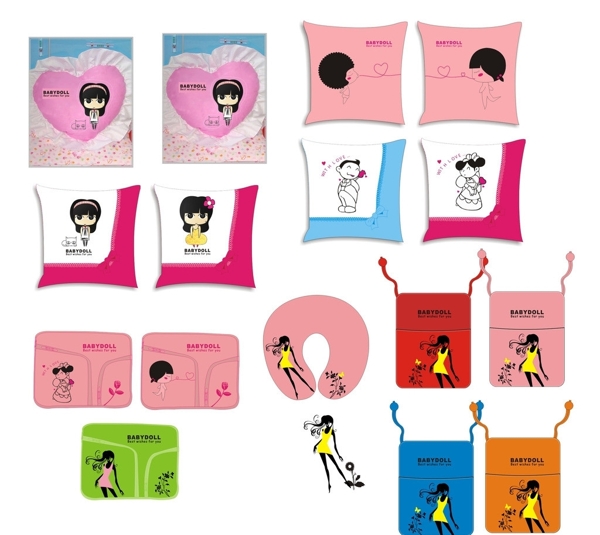 粉色女性抱枕设计图片
