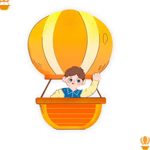小清新乘坐热气球的女孩插画设计