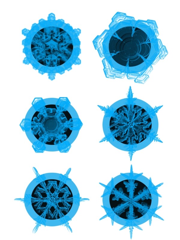 晶蓝色雪花黑底装饰素材可商用