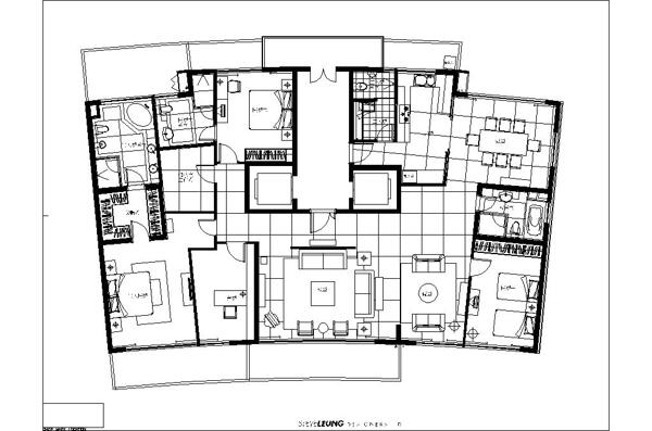 欧式三室两厅家装平面图